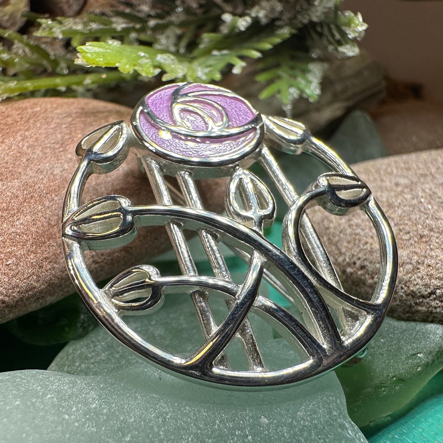 Mackintosh Roses Brooch, Scotland Jewelry, Mackintosh Jewelry, Celtic Pin, Scarf Pin, Scottish Silver Brooch, Mom Gift, Graduation Gift