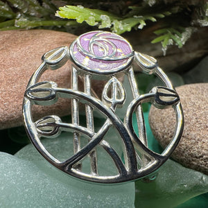 Mackintosh Roses Brooch, Scotland Jewelry, Mackintosh Jewelry, Celtic Pin, Scarf Pin, Scottish Silver Brooch, Mom Gift, Graduation Gift