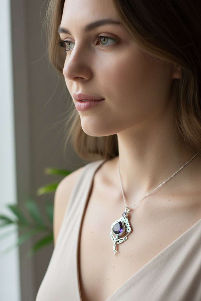 Fairy Necklace, Celtic Angel Necklace, Irish Pendant, Butterfly Necklace, Anniversary Gift, Celtic Jewelry, Wife Gift, Pixie Jewelry