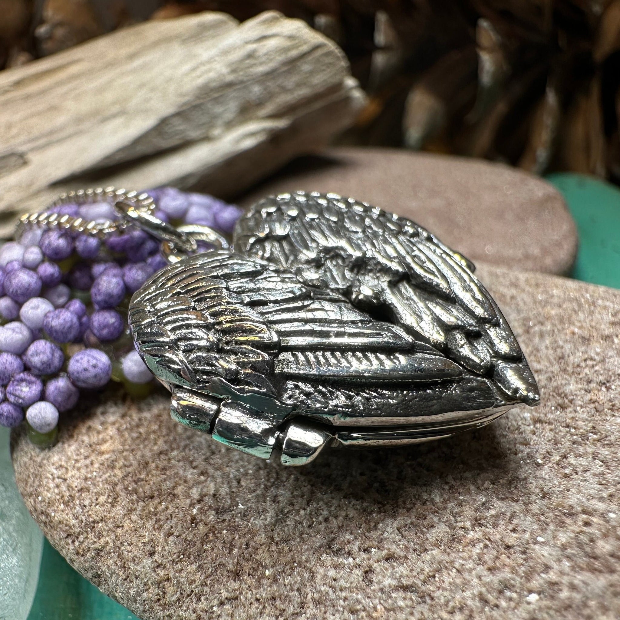 Clarity Angel Wings Locket – Celtic Crystal Design Jewelry