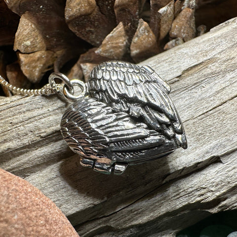 Load image into Gallery viewer, Angel Wings Necklace, Celtic Locket, Spiritual Jewelry, Angel Necklace, Wings Necklace, Silver Bridal Jewelry, Memorial Jewelry, Mom Gift
