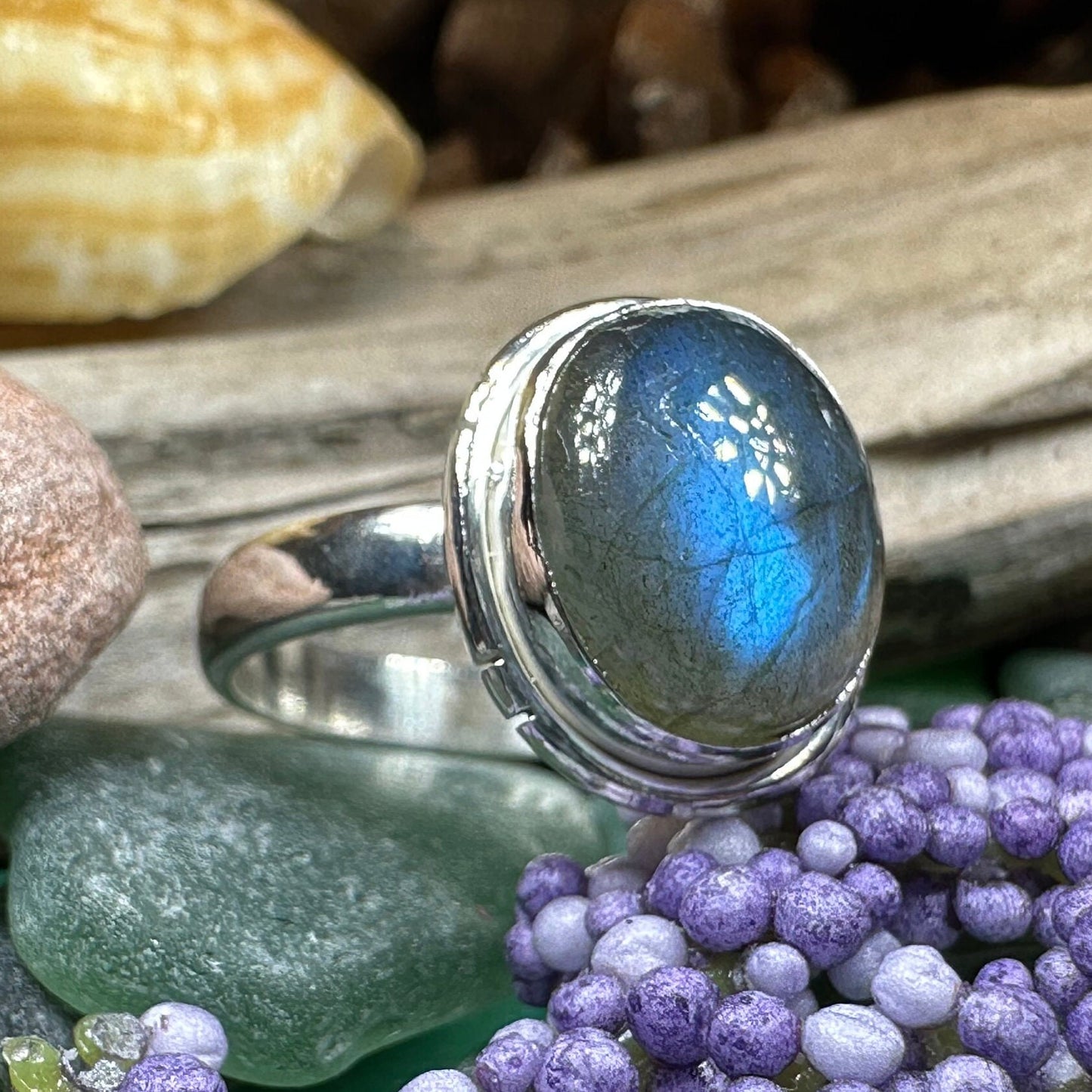 Celtic Mystic Ring, Labradorite Jewelry, Boho Statement Ring, Celestial Jewelry, Celtic Jewelry, Anniversary Gift, Wiccan Jewelry, Wife Gift