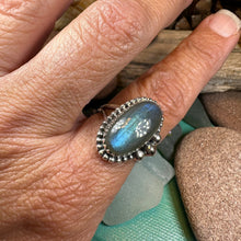 Load image into Gallery viewer, Celtic Mystic Ring, Blue Labradorite Jewelry, Statement Ring, Celestial Jewelry, Celtic Jewelry, Anniversary Gift, Wiccan Jewelry, Wife Gift
