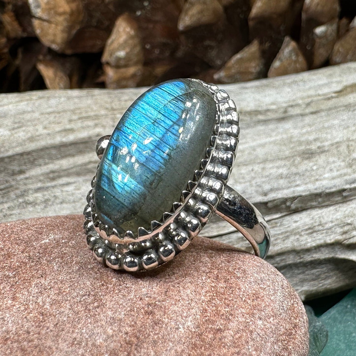 Celtic Mystic Ring, Blue Labradorite Jewelry, Statement Ring, Celestial Jewelry, Celtic Jewelry, Anniversary Gift, Wiccan Jewelry, Wife Gift