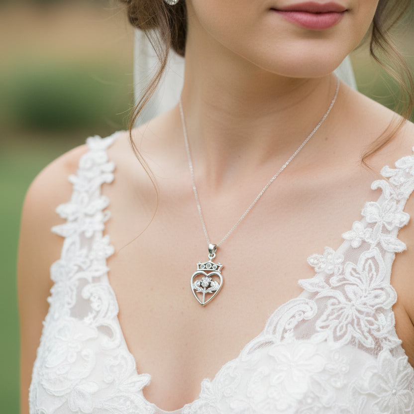 Luckenbooth Necklace, Outlander Jewelry, Scotland Jewelry, Bridal Jewelry, Amethyst Necklace, Heart Pendant, Bride Gift, Wife Gift, Mom Gift