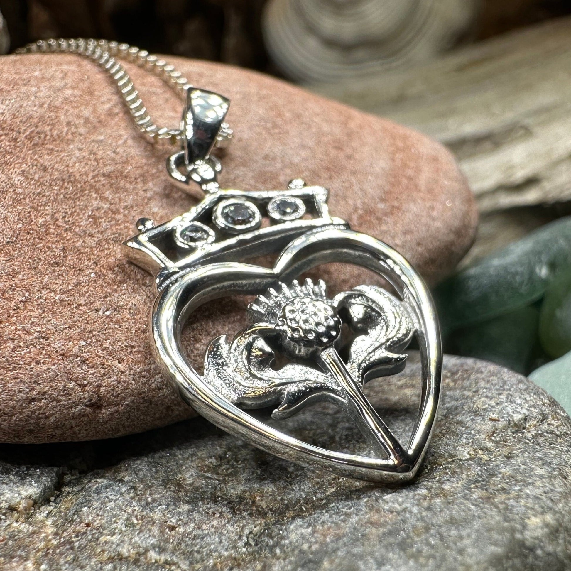 Luckenbooth Necklace, Outlander Jewelry, Scotland Jewelry, Bridal Jewelry, Amethyst Necklace, Heart Pendant, Bride Gift, Wife Gift, Mom Gift