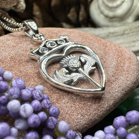 Load image into Gallery viewer, Luckenbooth Necklace, Outlander Jewelry, Scotland Jewelry, Bridal Jewelry, Amethyst Necklace, Heart Pendant, Bride Gift, Wife Gift, Mom Gift
