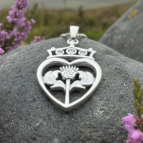 Load image into Gallery viewer, Luckenbooth Necklace, Outlander Jewelry, Scotland Jewelry, Bridal Jewelry, Amethyst Necklace, Heart Pendant, Bride Gift, Wife Gift, Mom Gift
