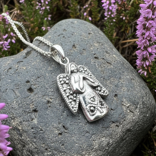 Celtic Angel Necklace, Celtic Jewelry, Irish Pendant, Angel Pendant, Spiritual Jewelry, Memorial Jewelry, Religious Jewelry, Shamrock Gift