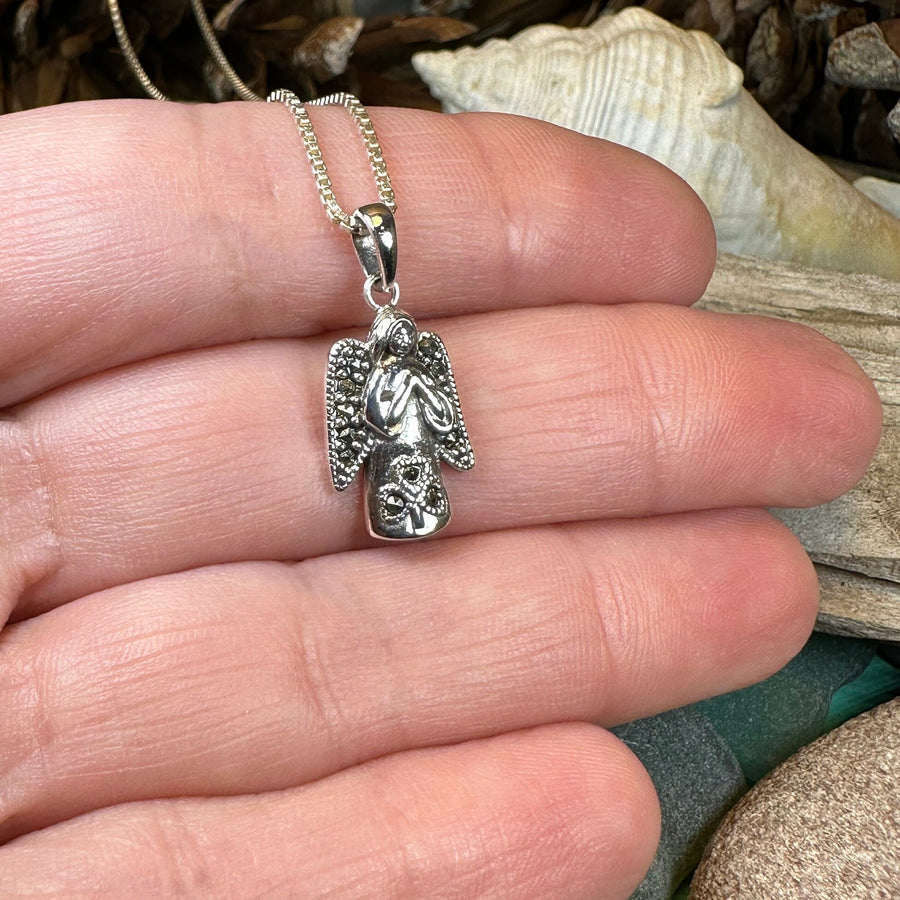 Celtic Angel Necklace, Celtic Jewelry, Irish Pendant, Angel Pendant, Spiritual Jewelry, Memorial Jewelry, Religious Jewelry, Shamrock Gift