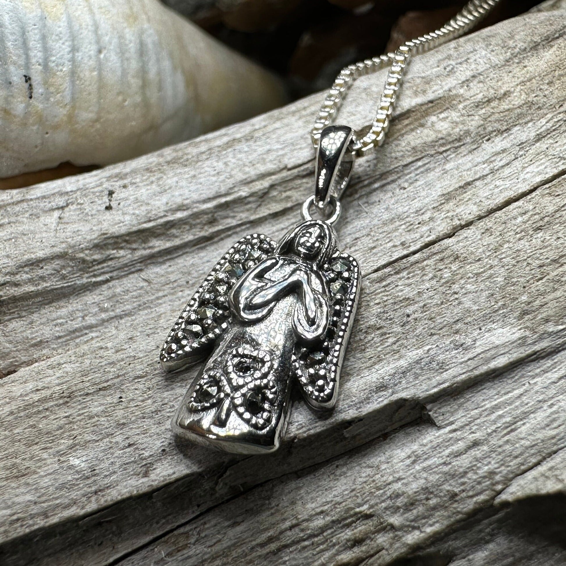Celtic Angel Necklace, Celtic Jewelry, Irish Pendant, Angel Pendant, Spiritual Jewelry, Memorial Jewelry, Religious Jewelry, Shamrock Gift