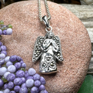 Celtic Angel Necklace, Celtic Jewelry, Irish Pendant, Angel Pendant, Spiritual Jewelry, Memorial Jewelry, Religious Jewelry, Shamrock Gift