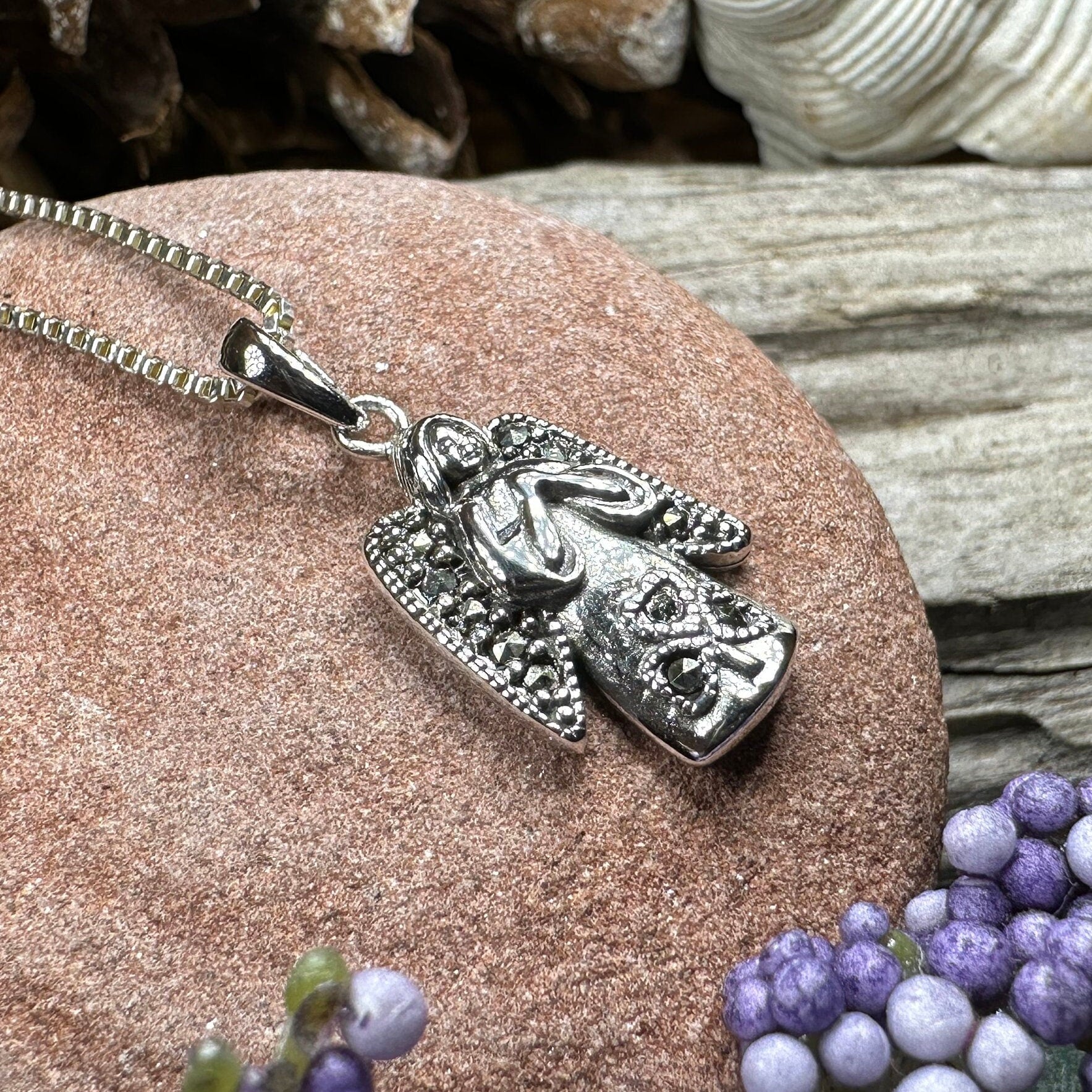 Celtic Angel Necklace, Celtic Jewelry, Irish Pendant, Angel Pendant, Spiritual Jewelry, Memorial Jewelry, Religious Jewelry, Shamrock Gift