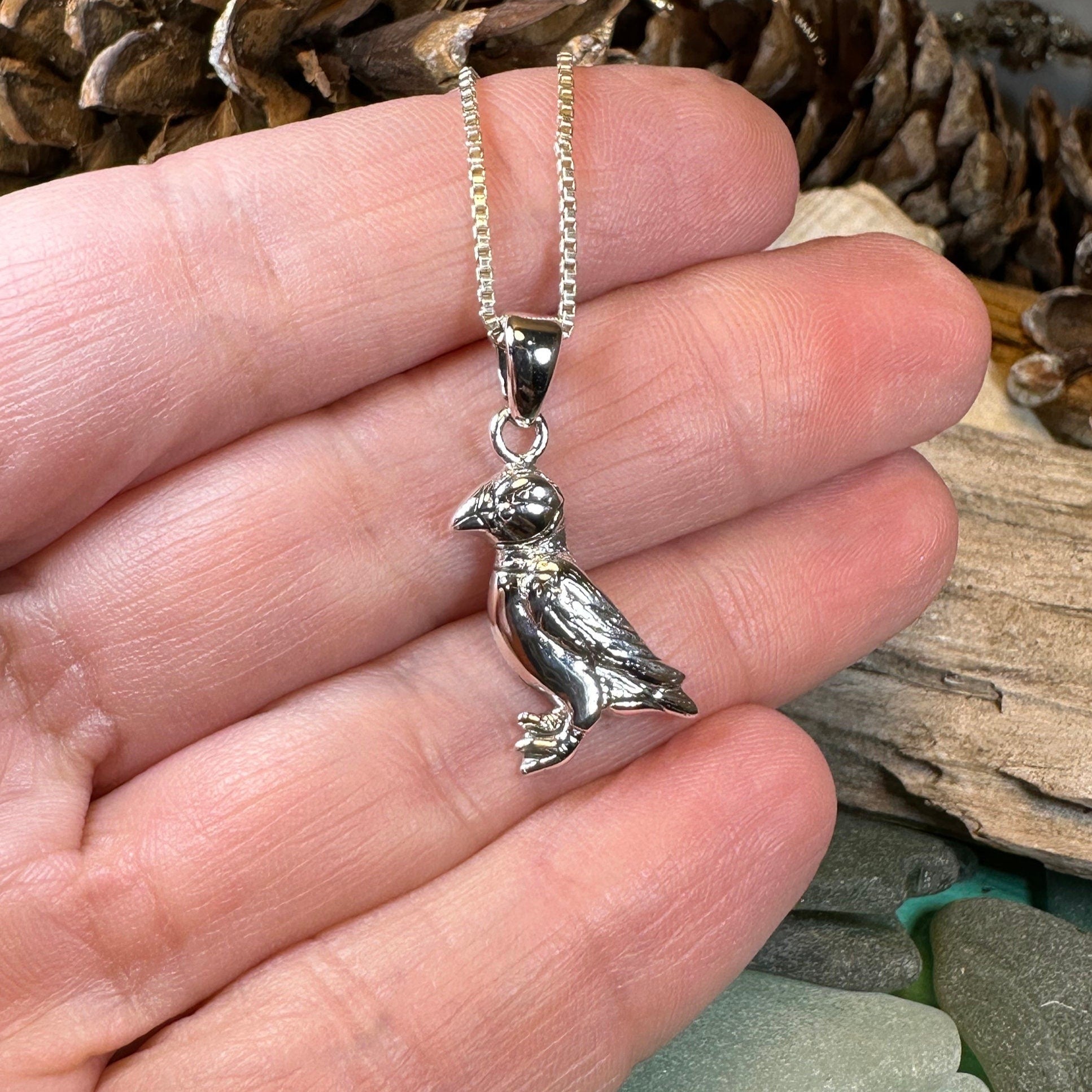 Puffin Necklace, Scotland Jewelry, Sea Bird Jewelry, Celtic Jewelry, Bird Jewelry, Girlfriend Gift, Anniversary Gift, Sea Parrot Gift