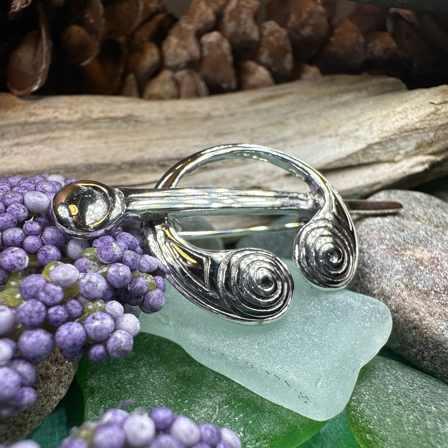 Darini Celtic Spiral Brooch in Sterling Silver — view 4