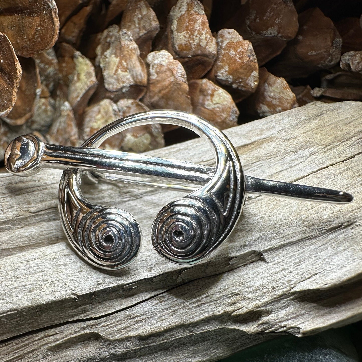 Darini Celtic Spiral Brooch in Sterling Silver — view 8