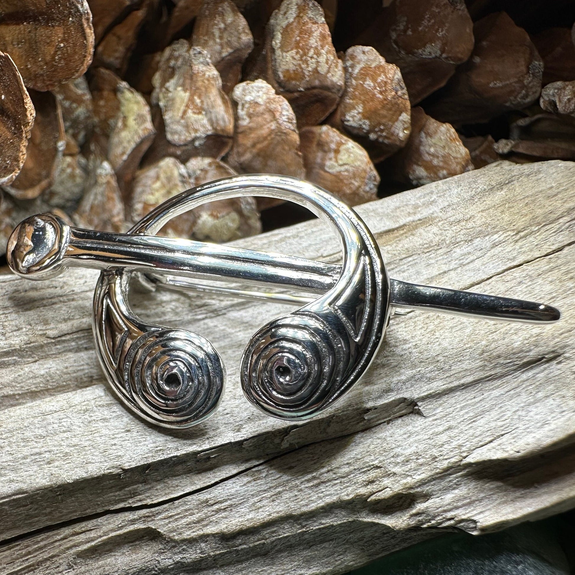 Darini Celtic Spiral Brooch in Sterling Silver — view 8