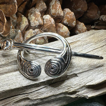 Load image into Gallery viewer, Celtic Brooch, Celtic Jewelry, Silver Celtic Spiral Pin, Irish Pin, Anniversary Gift, Wiccan Jewelry, Norse Jewelry, Scottish Pin, Mom Gift
