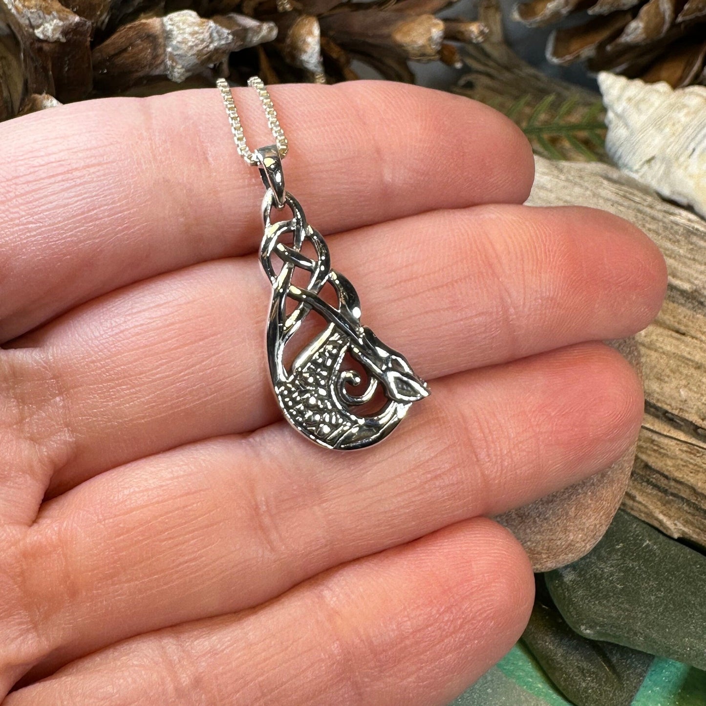 Dragon Necklace, Celtic Jewelry, Irish Pendant, Celtic Knot Necklace, Wiccan Jewelry, Celtic Dragon Pendant, Pagan Jewelry, Scottish Gift