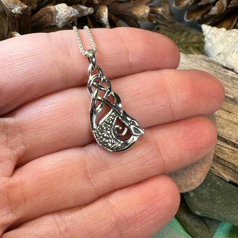 Load image into Gallery viewer, Dragon Necklace, Celtic Jewelry, Irish Pendant, Celtic Knot Necklace, Wiccan Jewelry, Celtic Dragon Pendant, Pagan Jewelry, Scottish Gift
