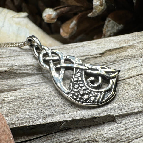 Load image into Gallery viewer, Dragon Necklace, Celtic Jewelry, Irish Pendant, Celtic Knot Necklace, Wiccan Jewelry, Celtic Dragon Pendant, Pagan Jewelry, Scottish Gift
