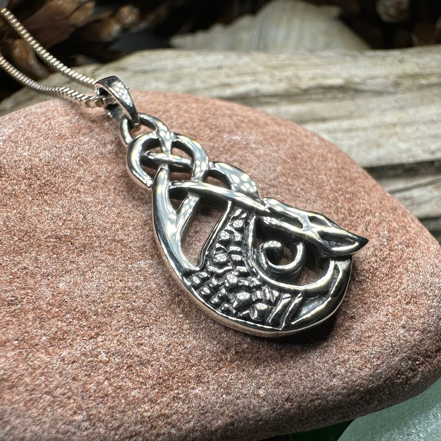Dragon Necklace, Celtic Jewelry, Irish Pendant, Celtic Knot Necklace, Wiccan Jewelry, Celtic Dragon Pendant, Pagan Jewelry, Scottish Gift