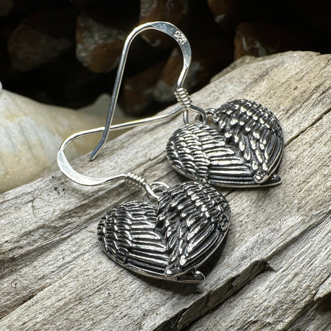 Load image into Gallery viewer, Angel Wings Earrings, Celtic Jewelry, Spiritual Jewelry, Anniversary Gift, Wings Jewelry, Bridal Jewelry, Memorial Jewelry, Survivor Gift
