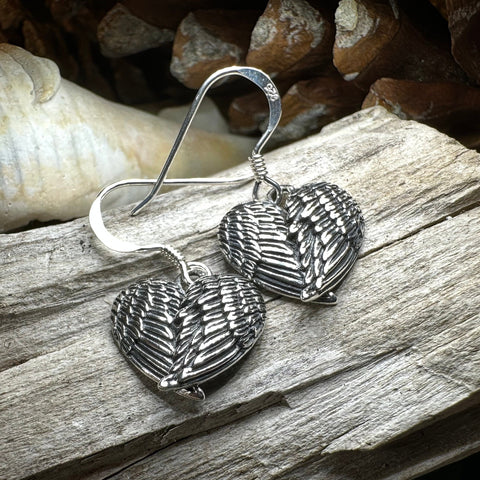 Load image into Gallery viewer, Angel Wings Earrings, Celtic Jewelry, Spiritual Jewelry, Anniversary Gift, Wings Jewelry, Bridal Jewelry, Memorial Jewelry, Survivor Gift
