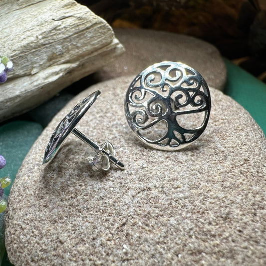 Tree of Life Stud Earrings, Tree Studs, Celtic Jewelry, Anniversary Gift, Bridal Jewelry, Norse Jewelry, Yoga Jewelry, Wiccan Jewelry