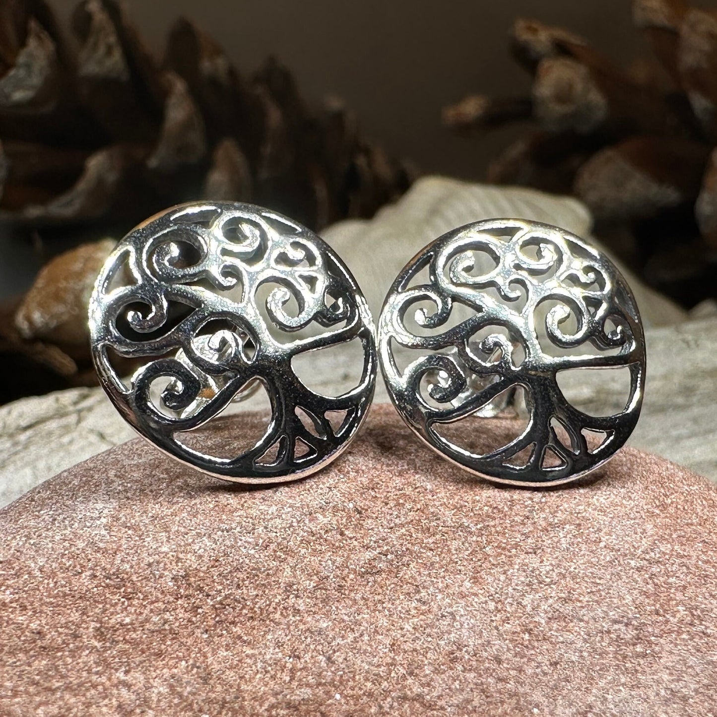 Tree of Life Stud Earrings, Tree Studs, Celtic Jewelry, Anniversary Gift, Bridal Jewelry, Norse Jewelry, Yoga Jewelry, Wiccan Jewelry