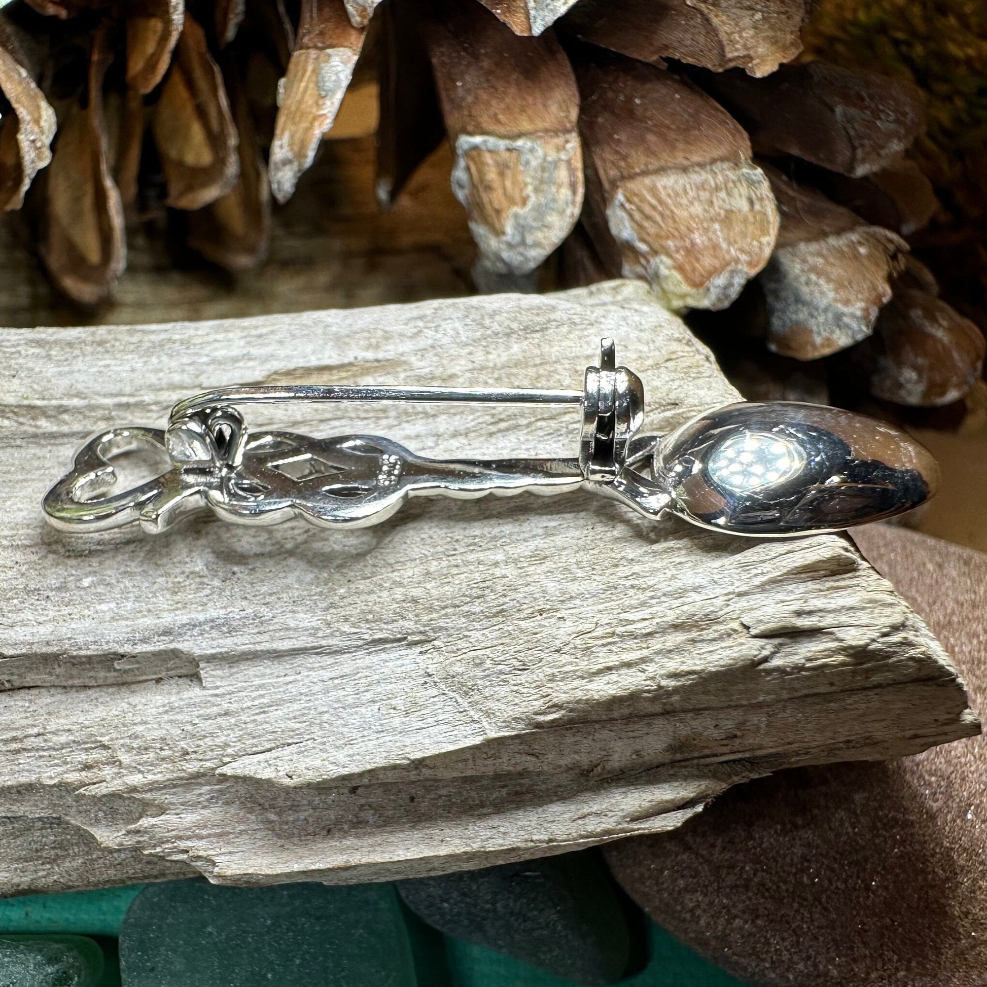 Love Spoon Brooch, Celtic Jewelry, Wales Jewelry, Welsh Pin, Bridal Jewelry, Anniversary Gift, Heart Jewelry, Silver Spoon Wife Gift