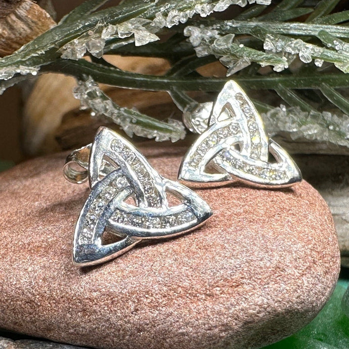 Trinity Knot Earrings, Triquetra Jewelry, Celtic Stud Earrings, Irish Jewelry, Anniversary Gift, Irish Jewelry, Scotland Gift, Wife Gift