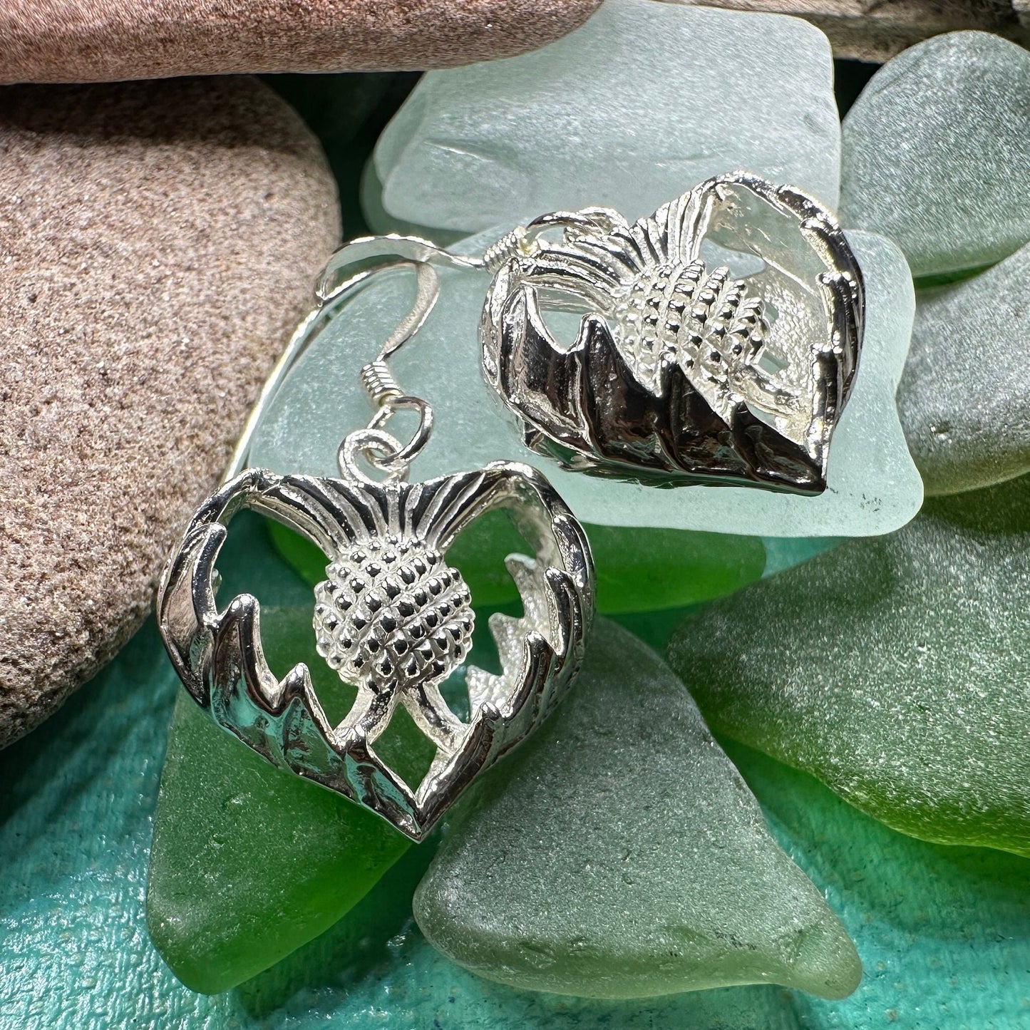 Thistle Earrings, Celtic Jewelry, Silver Scottish Earrings, Outlander Jewelry, Flower Jewelry, Mom Gift, Nature Jewelry, Large Drop Earrings