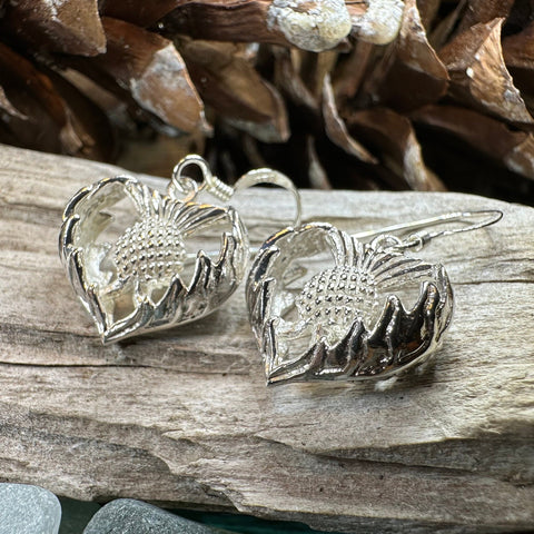 Load image into Gallery viewer, Thistle Earrings, Celtic Jewelry, Silver Scottish Earrings, Outlander Jewelry, Flower Jewelry, Mom Gift, Nature Jewelry, Large Drop Earrings
