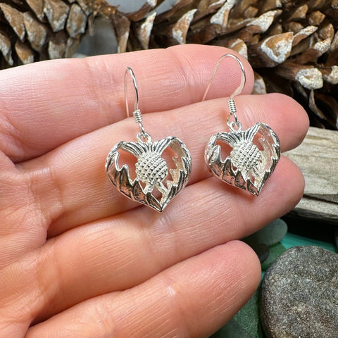 Load image into Gallery viewer, Thistle Earrings, Celtic Jewelry, Silver Scottish Earrings, Outlander Jewelry, Flower Jewelry, Mom Gift, Nature Jewelry, Large Drop Earrings
