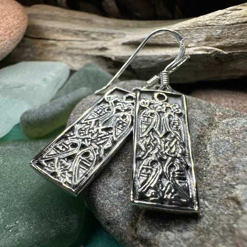 Load image into Gallery viewer, Celtic Birds Earrings, Irish Jewelry, Scottish Drop Earrings, Silver Ireland Jewelry, Anniversary Gift, Mom Gift, Wife Gift, Graduation Gift
