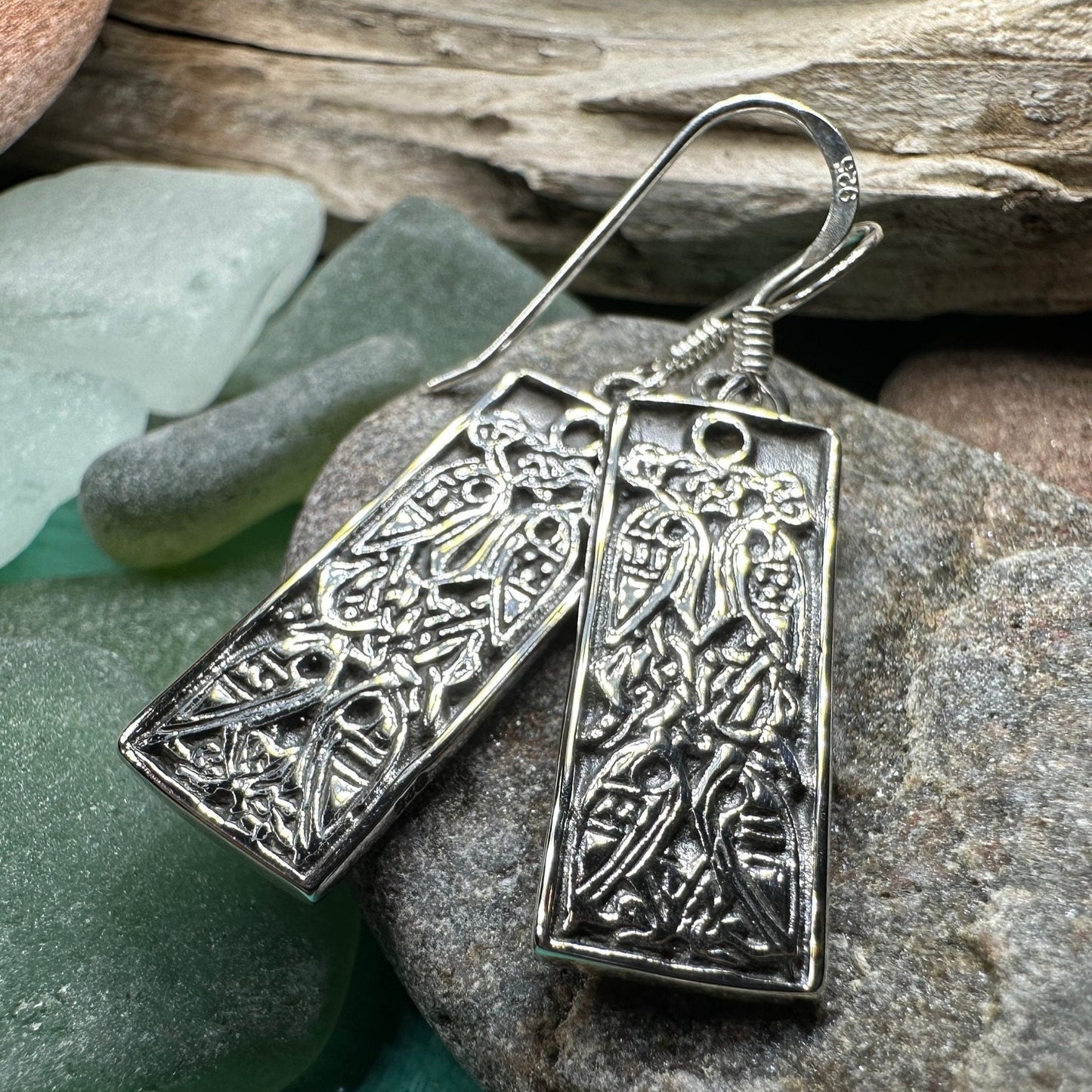 Celtic Birds Earrings, Irish Jewelry, Scottish Drop Earrings, Silver Ireland Jewelry, Anniversary Gift, Mom Gift, Wife Gift, Graduation Gift