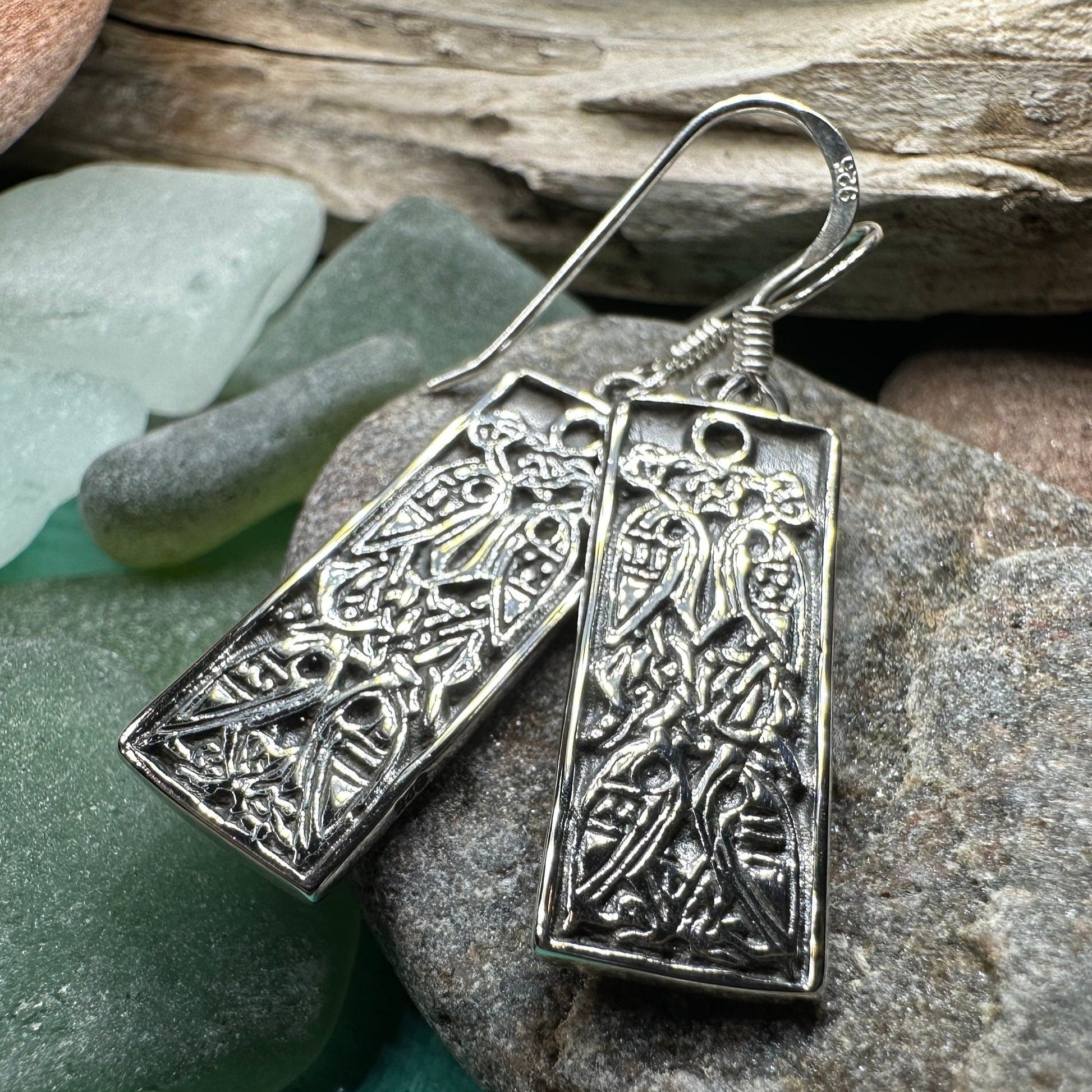 Celtic Birds Earrings, Irish Jewelry, Scottish Drop Earrings, Silver Ireland Jewelry, Anniversary Gift, Mom Gift, Wife Gift, Graduation Gift
