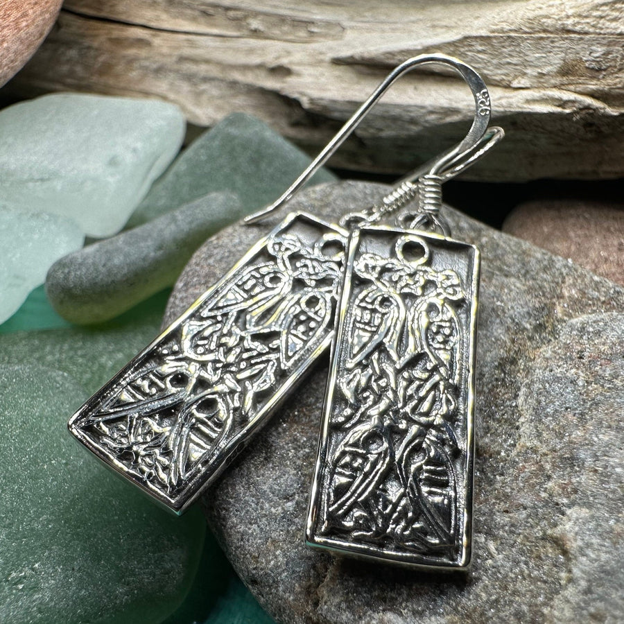 Celtic Birds Earrings, Irish Jewelry, Scottish Drop Earrings, Silver Ireland Jewelry, Anniversary Gift, Mom Gift, Wife Gift, Graduation Gift