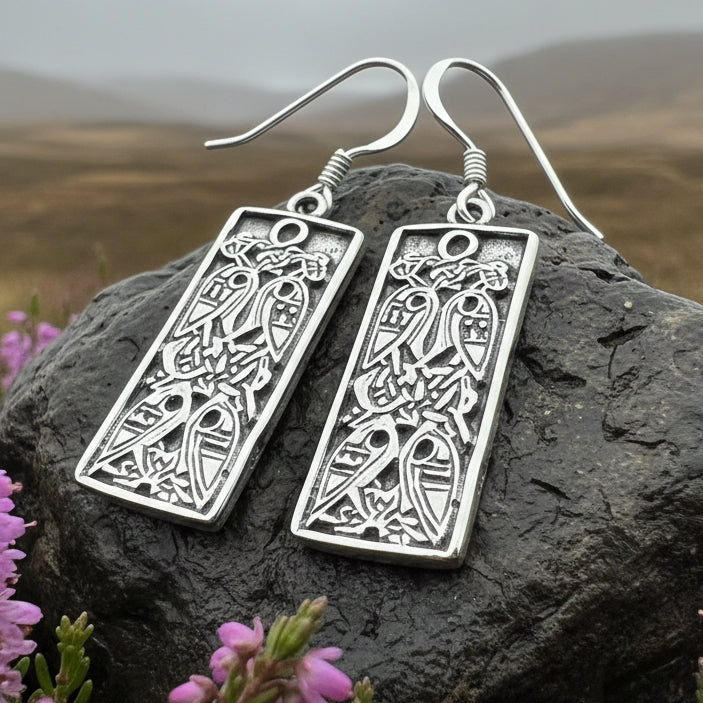 Celtic Birds Earrings, Irish Jewelry, Scottish Drop Earrings, Silver Ireland Jewelry, Anniversary Gift, Mom Gift, Wife Gift, Graduation Gift
