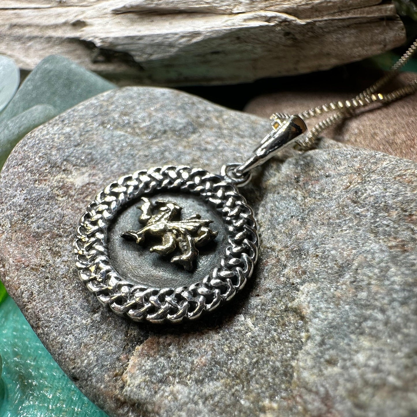 Welsh Dragon Necklace, Wales Necklace, Celtic Dragon, Celtic Jewelry, Silver Dragon, Pagan Jewelry, Wiccan Jewelry, Fantasy Jewelty