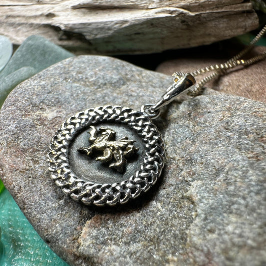 Welsh Dragon Necklace, Wales Necklace, Celtic Dragon, Celtic Jewelry, Silver Dragon, Pagan Jewelry, Wiccan Jewelry, Fantasy Jewelty