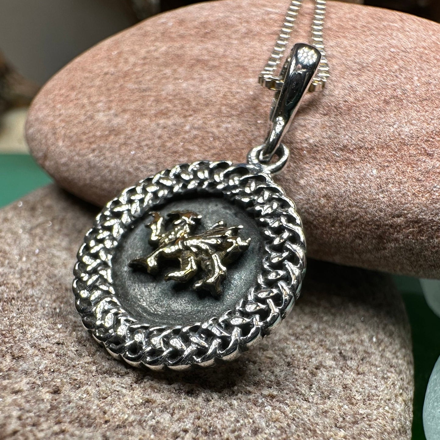 Welsh Dragon Necklace, Wales Necklace, Celtic Dragon, Celtic Jewelry, Silver Dragon, Pagan Jewelry, Wiccan Jewelry, Fantasy Jewelty