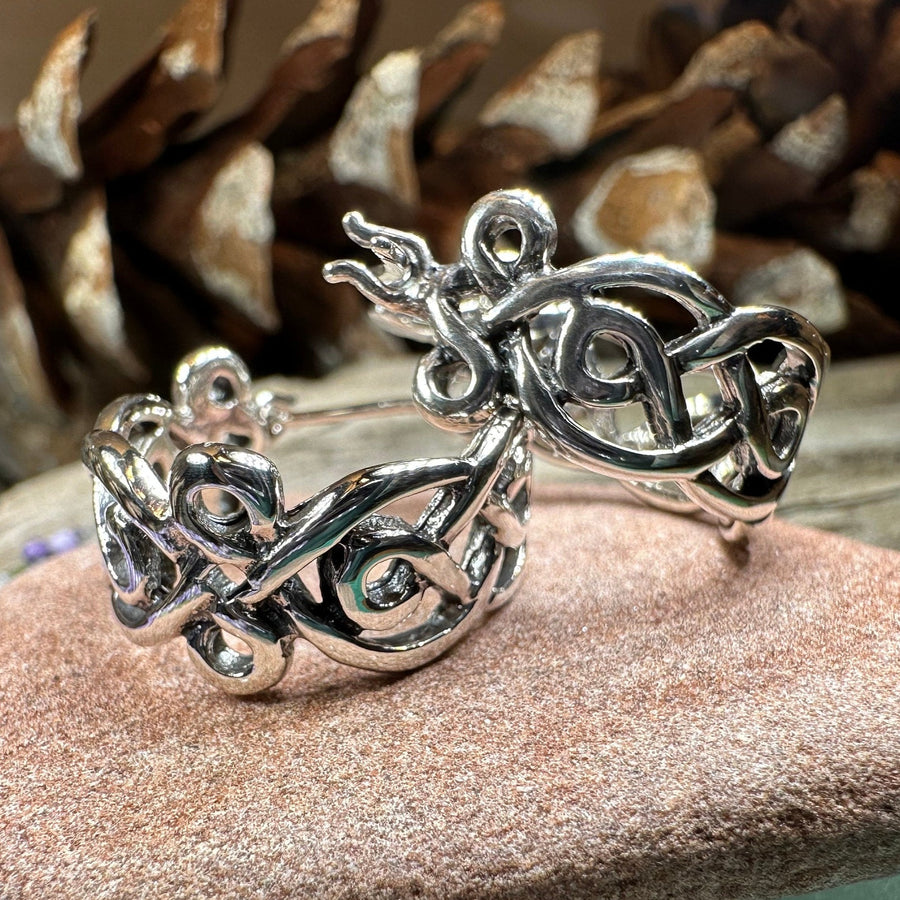 Celtic Hoop Earrings, Irish Jewelry, Scottish Earrings, Mom Gift, Hugger Hoop Earrings, Scotland Jewelry, Anniversary Gift, Graduation Gift