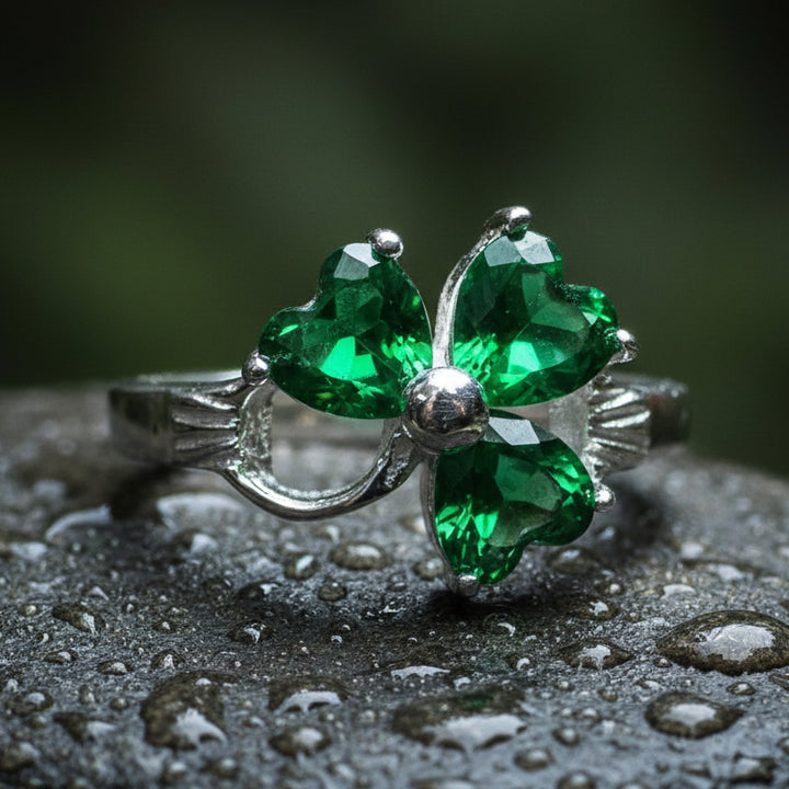 Shamrock Ring, Celtic Jewelry, Emerald Irish Jewelry, Clover Ring, Silver Ireland Gift, Irish Dance Gift, Anniversary Gift, Good Luck Gift