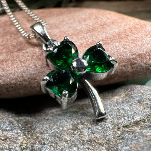 Shamrock Necklace, Clover Pendant, Irish Necklace, Irish Gift, Anniversary Gift, Emerald Ireland Jewelry, Friendship Gift, Celtic Necklace