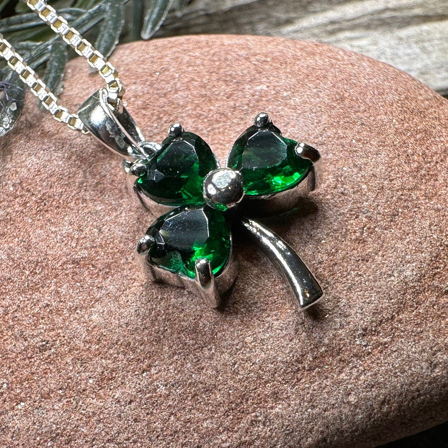 Shamrock Necklace, Clover Pendant, Irish Necklace, Irish Gift, Anniversary Gift, Emerald Ireland Jewelry, Friendship Gift, Celtic Necklace