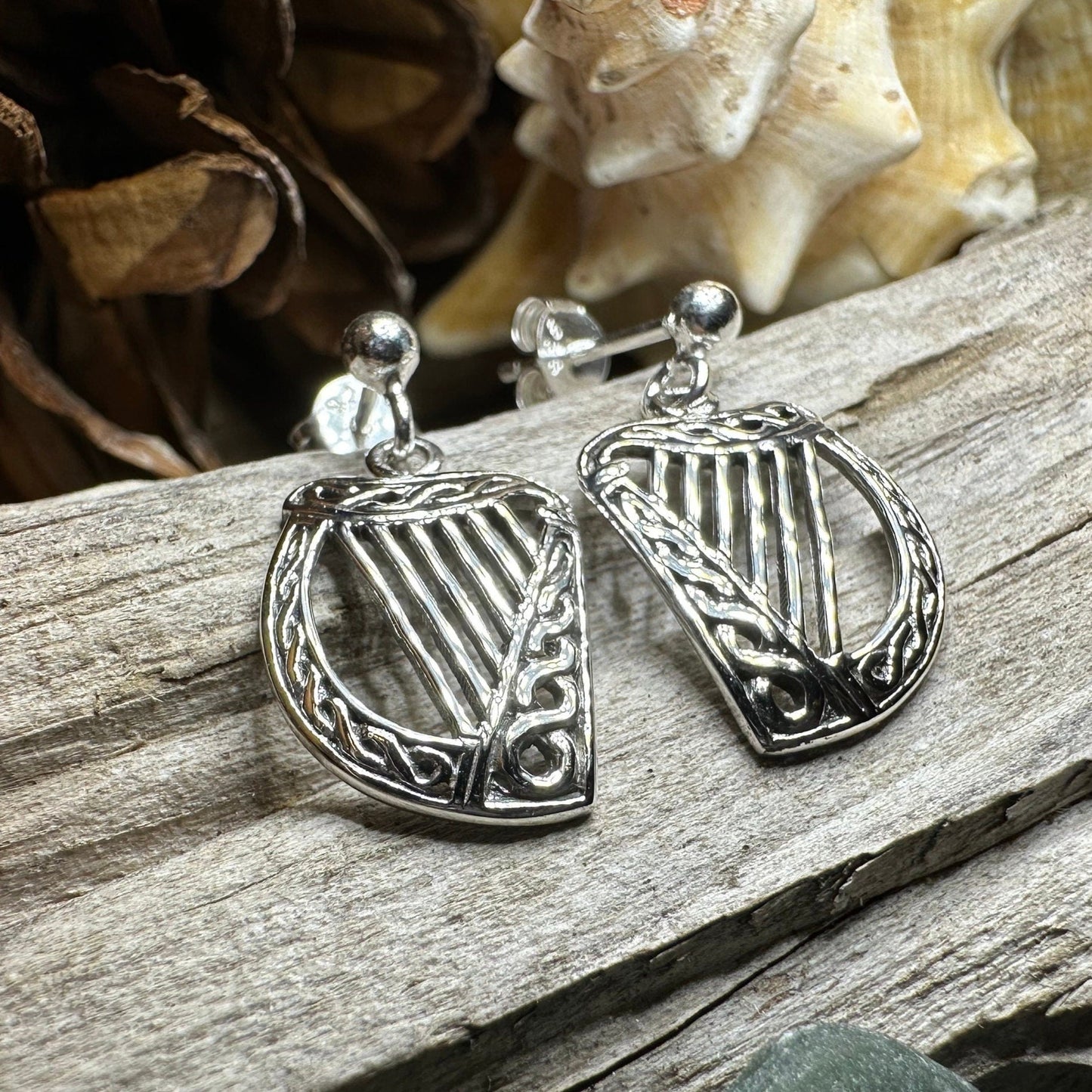 Ancient Harp Post Back Earrings — view 3