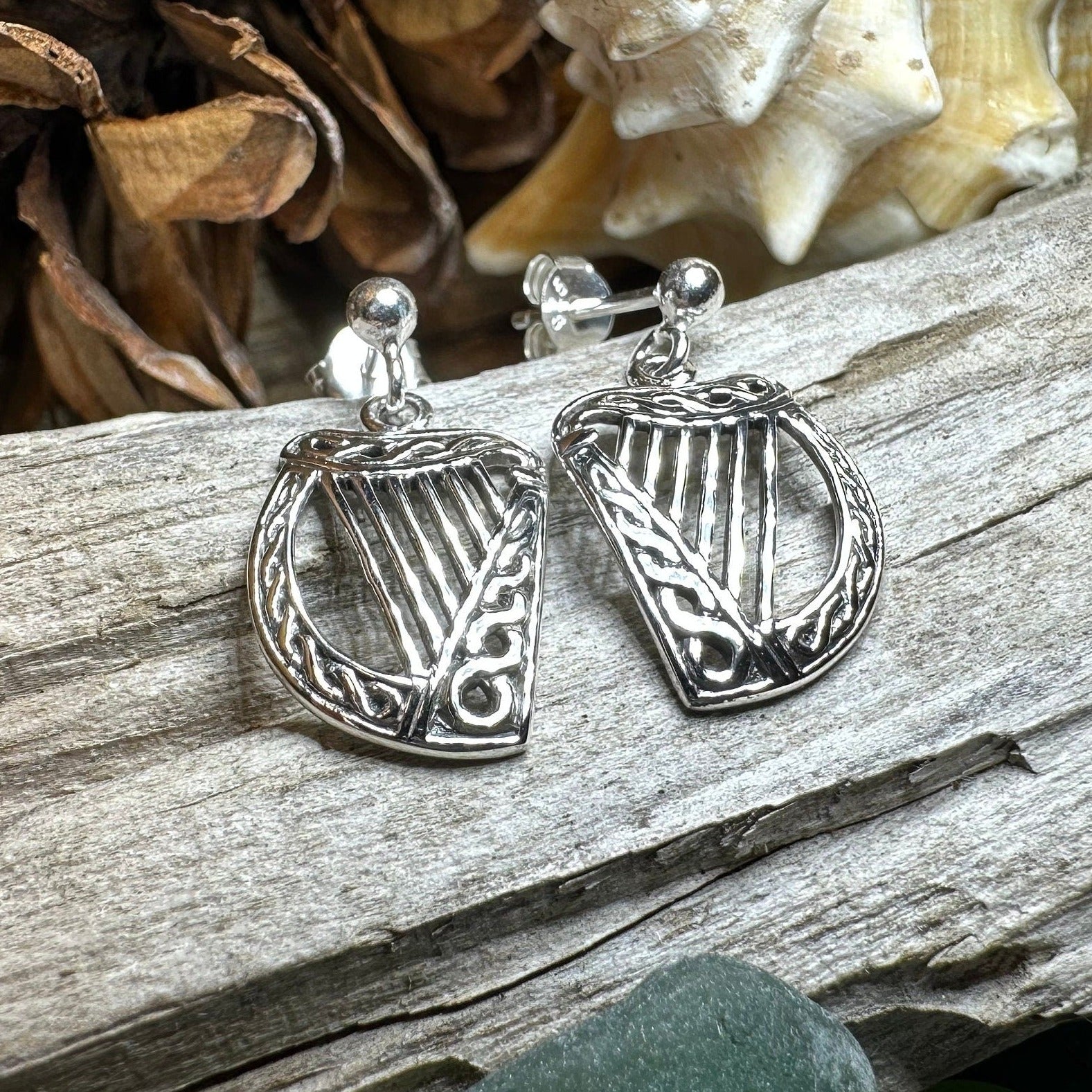 Ancient Harp Post Back Earrings — view 9