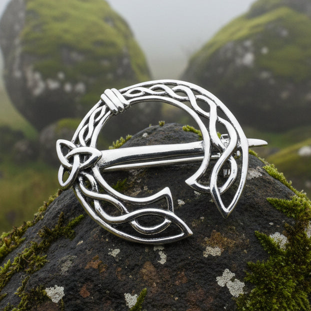 Celtic Knot Tara Brooch, Irish Pin, Penannular Brooch, Sterling Silver, Ireland Pin, Celtic Brooch, Mom Gift, Wife Gift, Bridal Pin